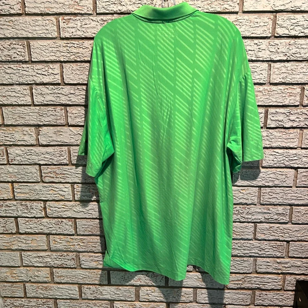 Nike Golf Tour Performance Dri-FIT Polo Shirt Mens XL Green Striped Short Sleeve